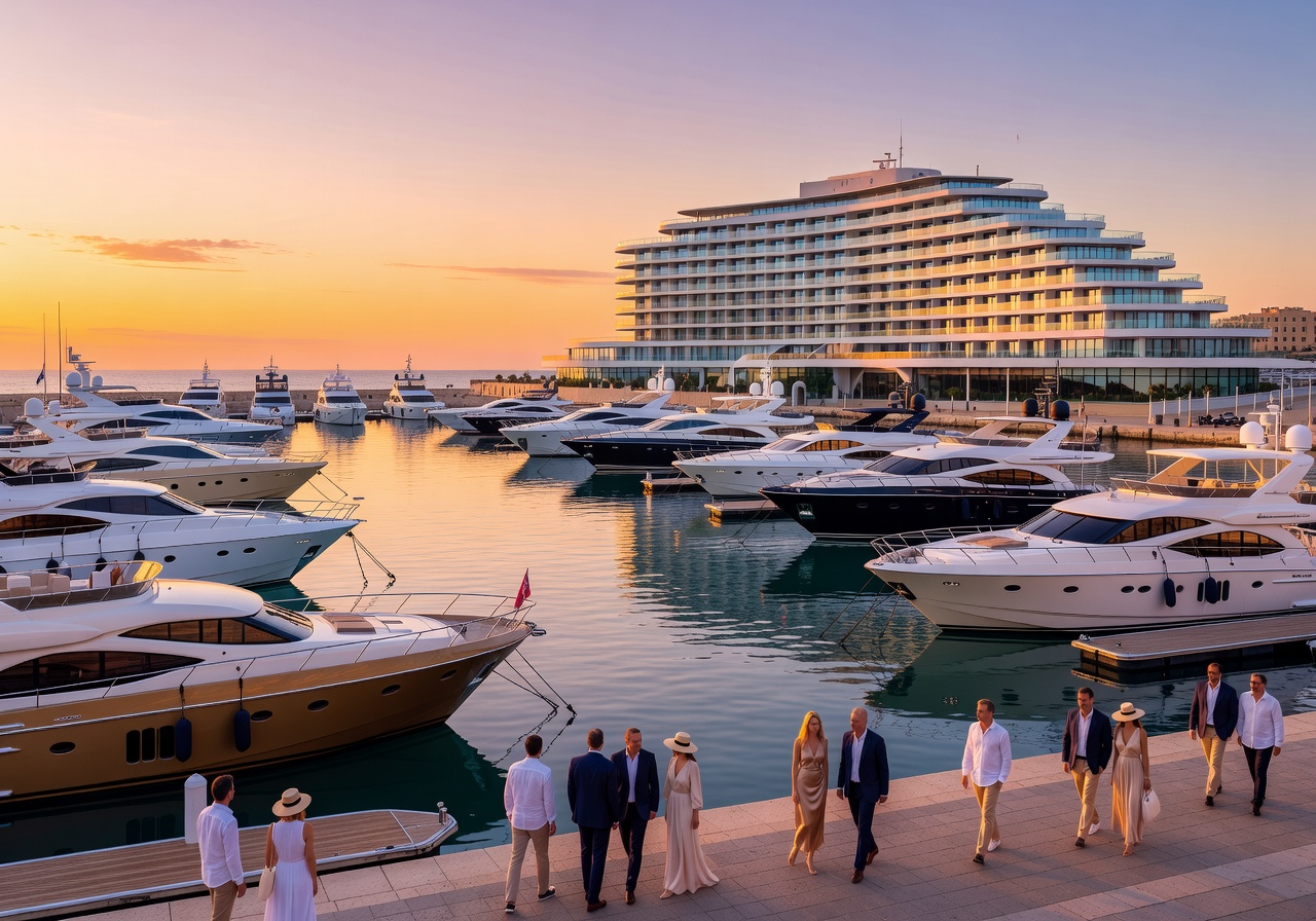 Hilton Malta Portomaso harbor marina luxury sunset