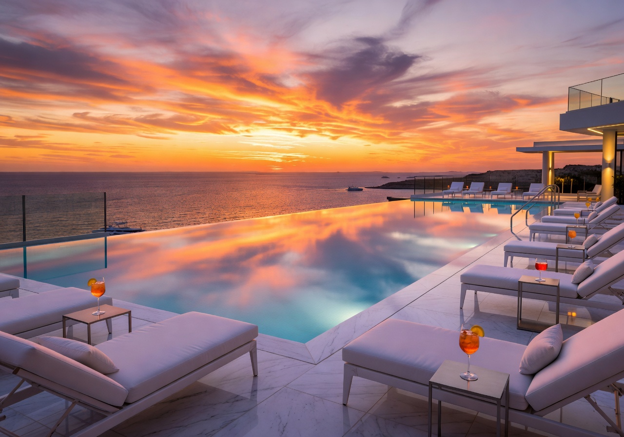 InterContinental Malta St George's Bay luxury rooftop pool sunset